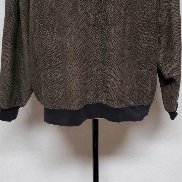 VINTAGE 1980s Richard & Company Green Snakeskin Shoulder Pad Bomber Jacket L - Picture 9 of 11